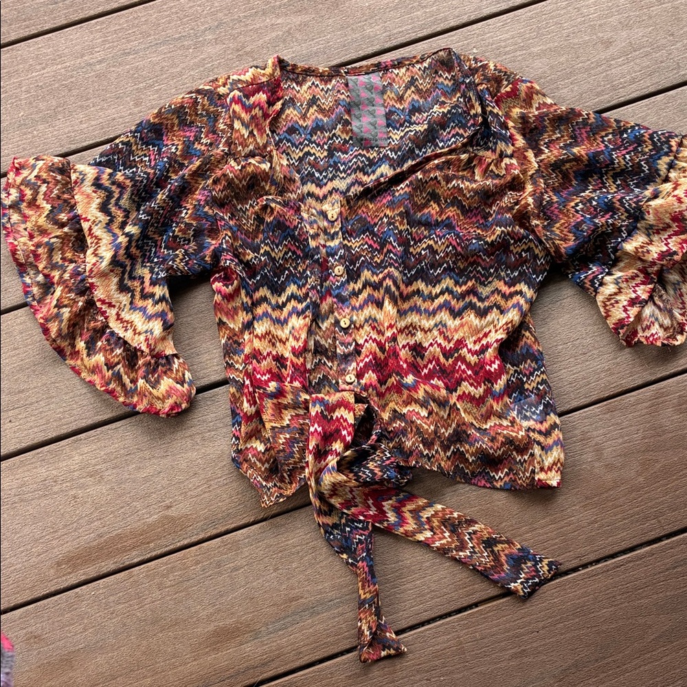 Multicolor Chevron Pattern Women's Top